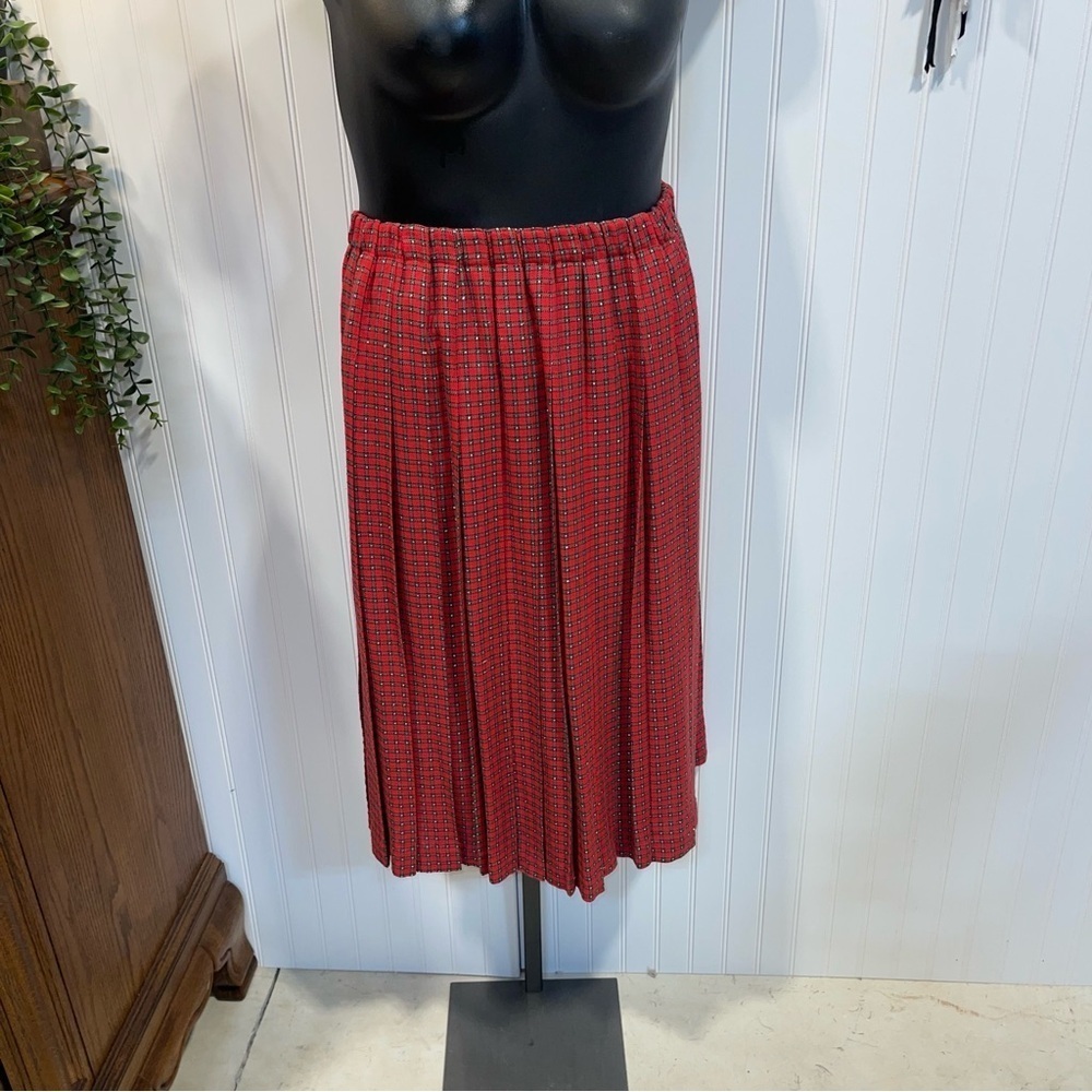 Talbots Vintage Christmas Elegant Red Skirt large